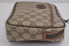Authentic GUCCI Vintage Clutch Hand Bag Purse GG PVC Leather Brown 3620J