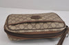 Authentic GUCCI Vintage Clutch Hand Bag Purse GG PVC Leather Brown 3620J