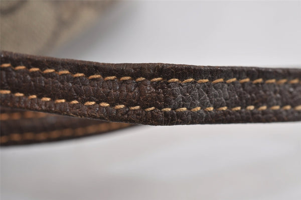 Authentic GUCCI Vintage Clutch Hand Bag Purse GG PVC Leather Brown 3620J