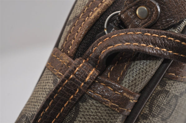 Authentic GUCCI Vintage Clutch Hand Bag Purse GG PVC Leather Brown 3620J