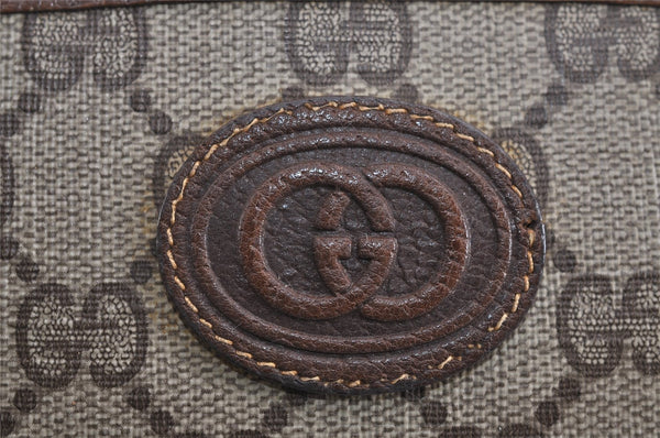 Authentic GUCCI Vintage Clutch Hand Bag Purse GG PVC Leather Brown 3620J