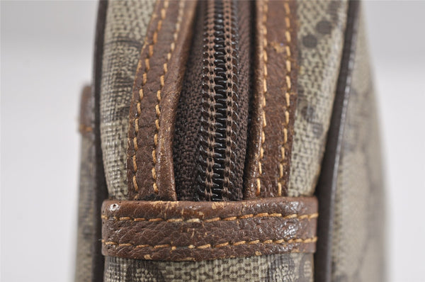 Authentic GUCCI Vintage Clutch Hand Bag Purse GG PVC Leather Brown 3620J