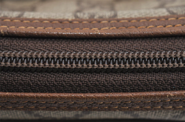 Authentic GUCCI Vintage Clutch Hand Bag Purse GG PVC Leather Brown 3620J