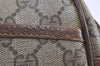 Authentic GUCCI Vintage Clutch Hand Bag Purse GG PVC Leather Brown 3620J