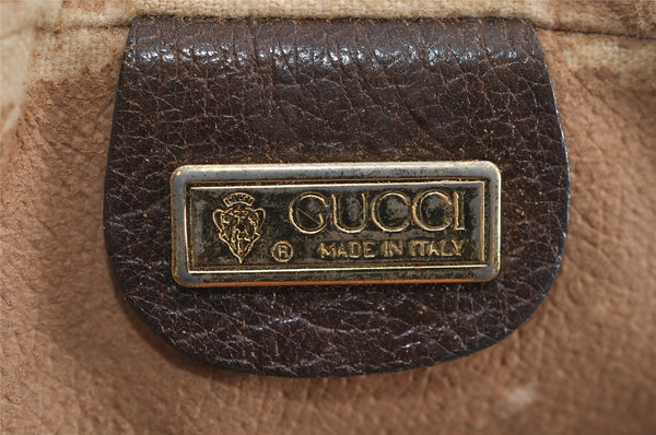 Authentic GUCCI Vintage Clutch Hand Bag Purse GG PVC Leather Brown 3620J