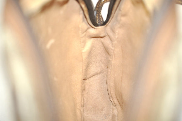 Authentic GUCCI Vintage Clutch Hand Bag Purse GG PVC Leather Brown 3620J