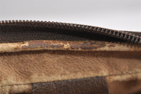 Authentic GUCCI Vintage Clutch Hand Bag Purse GG PVC Leather Brown 3620J