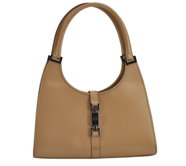 Authentic GUCCI Jackie Shoulder Hand Bag Purse Leather 0021067 Beige 3622J