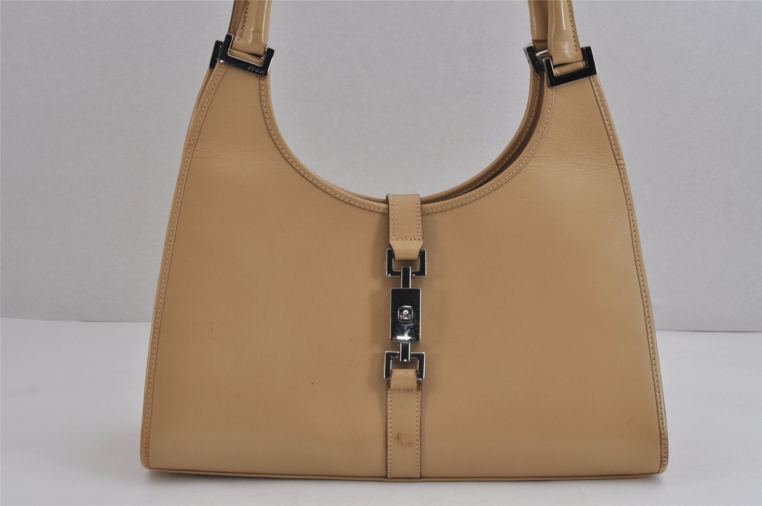 Authentic GUCCI Jackie Shoulder Hand Bag Purse Leather 0021067 Beige 3622J
