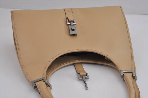 Authentic GUCCI Jackie Shoulder Hand Bag Purse Leather 0021067 Beige 3622J