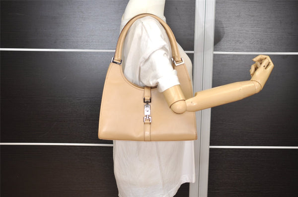 Authentic GUCCI Jackie Shoulder Hand Bag Purse Leather 0021067 Beige 3622J