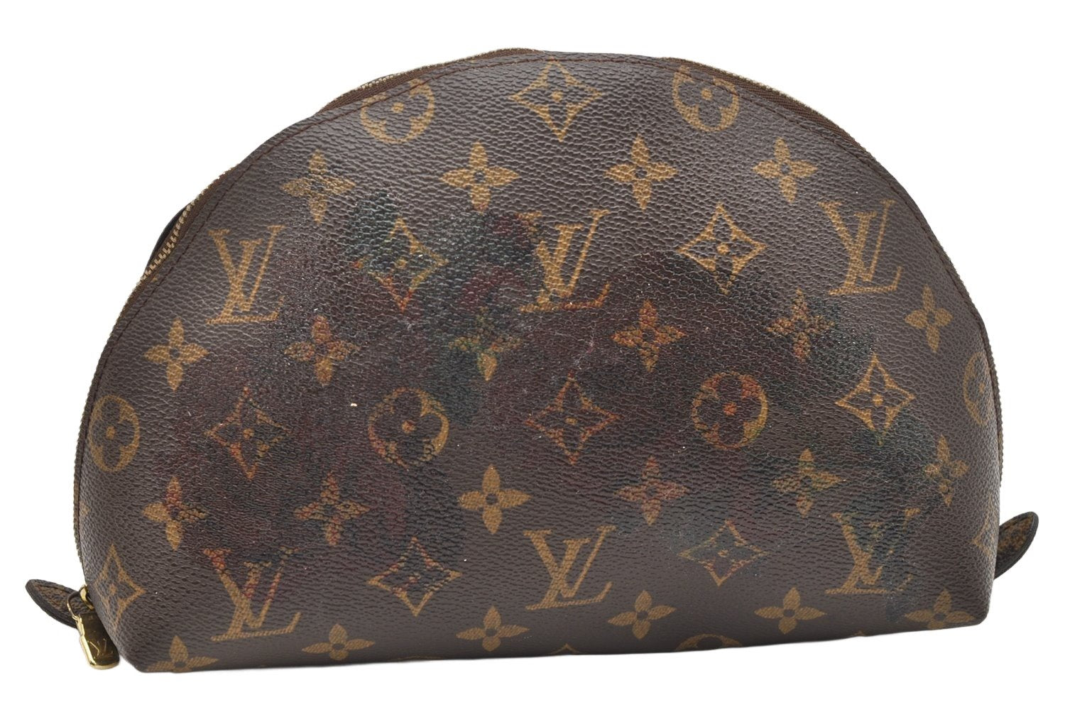 Auth Louis Vuitton Monogram Trousse Demi Ronde 23 Pouch M47520 Junk 3623K