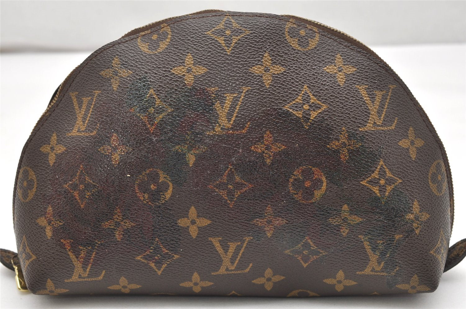 Auth Louis Vuitton Monogram Trousse Demi Ronde 23 Pouch M47520 Junk 3623K