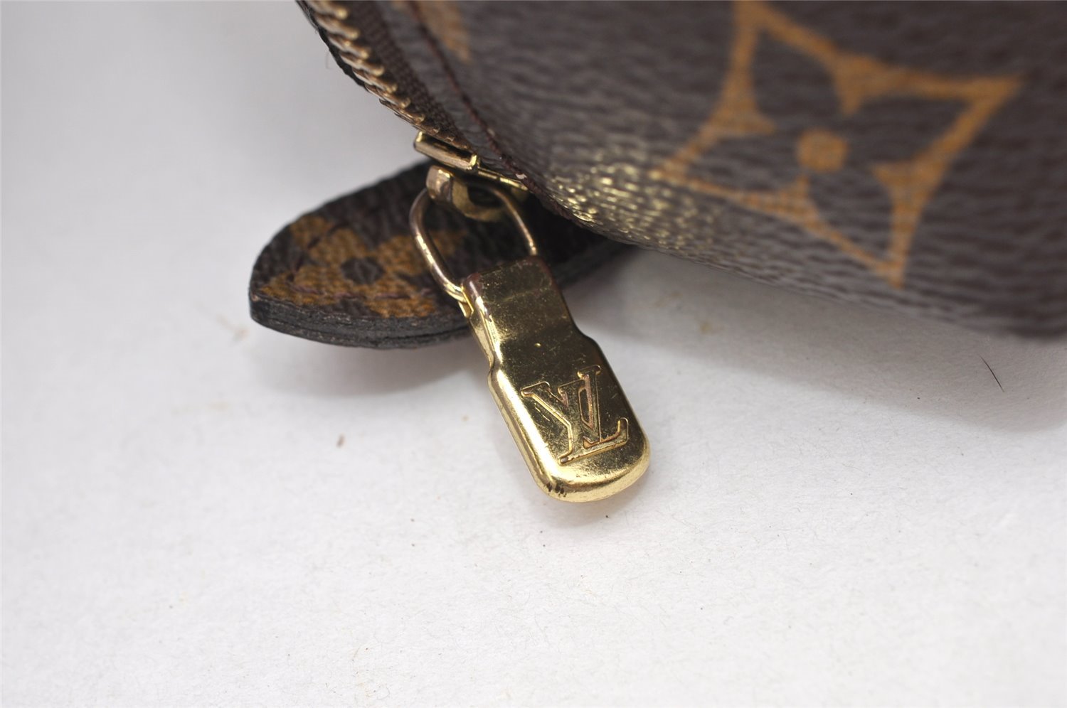 Auth Louis Vuitton Monogram Trousse Demi Ronde 23 Pouch M47520 Junk 3623K