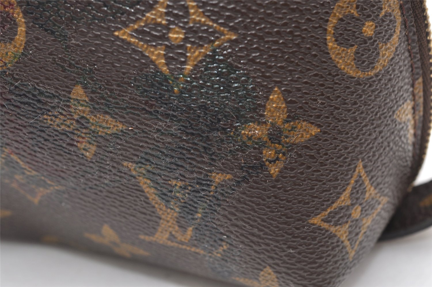 Auth Louis Vuitton Monogram Trousse Demi Ronde 23 Pouch M47520 Junk 3623K