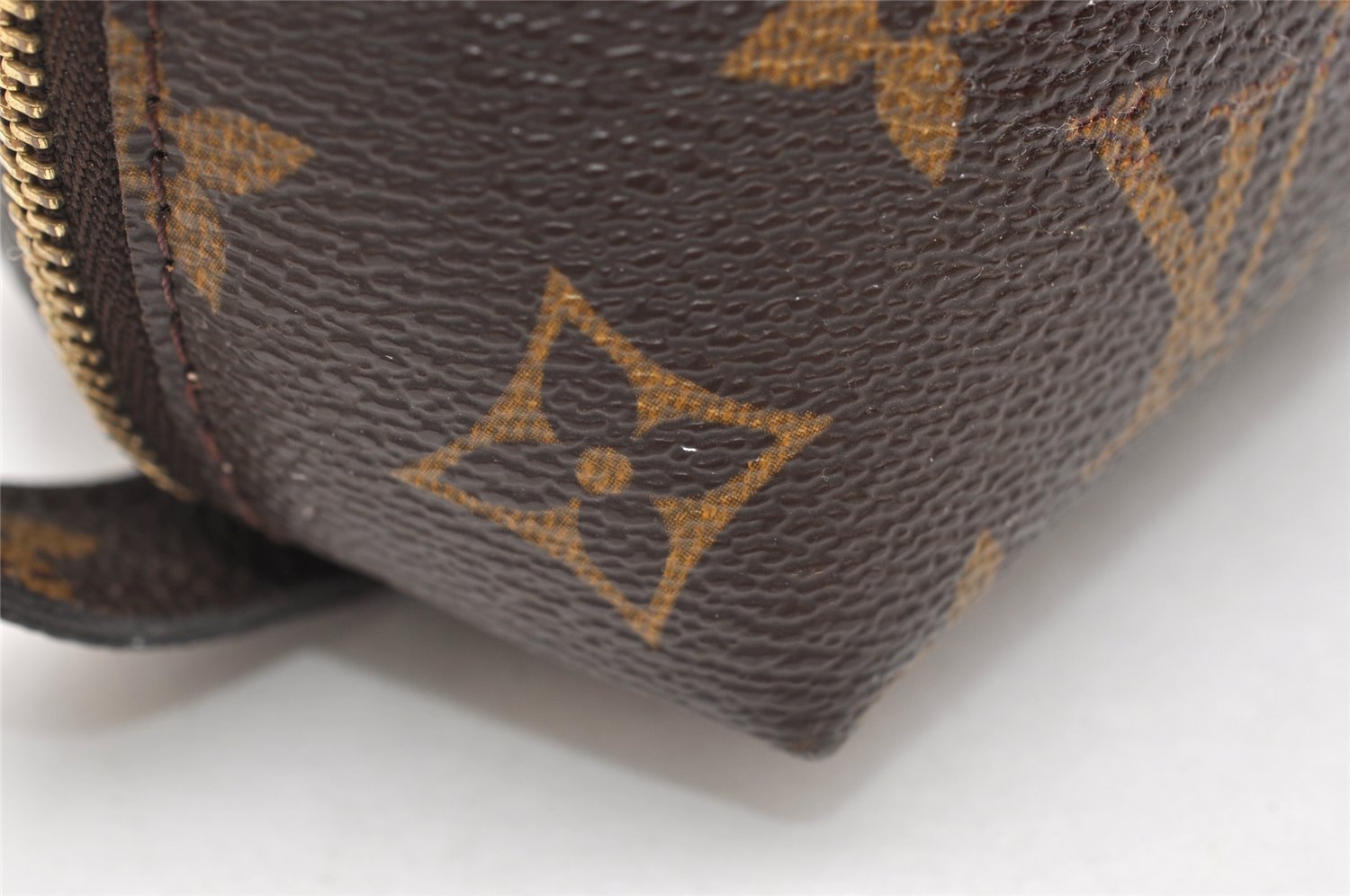 Auth Louis Vuitton Monogram Trousse Demi Ronde 23 Pouch M47520 Junk 3623K