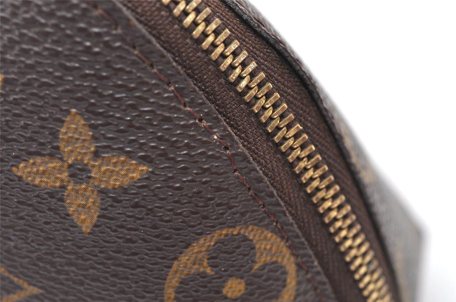 Auth Louis Vuitton Monogram Trousse Demi Ronde 23 Pouch M47520 Junk 3623K