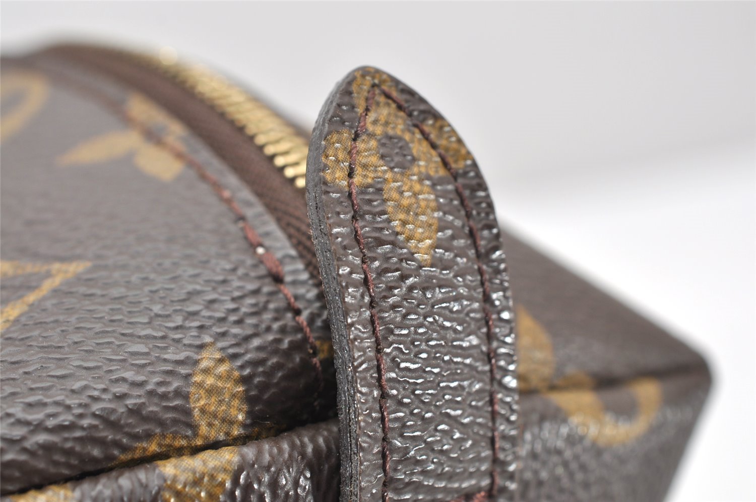 Auth Louis Vuitton Monogram Trousse Demi Ronde 23 Pouch M47520 Junk 3623K