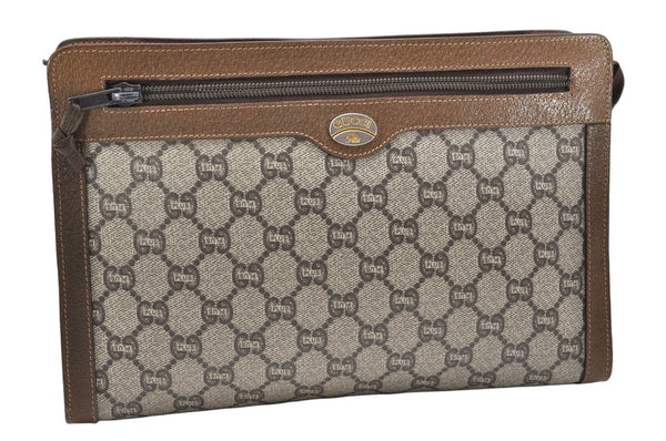 Authentic GUCCI GG Plus Clutch Hand Bag Purse PVC Leather Brown Junk 3624K