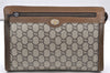 Authentic GUCCI GG Plus Clutch Hand Bag Purse PVC Leather Brown Junk 3624K