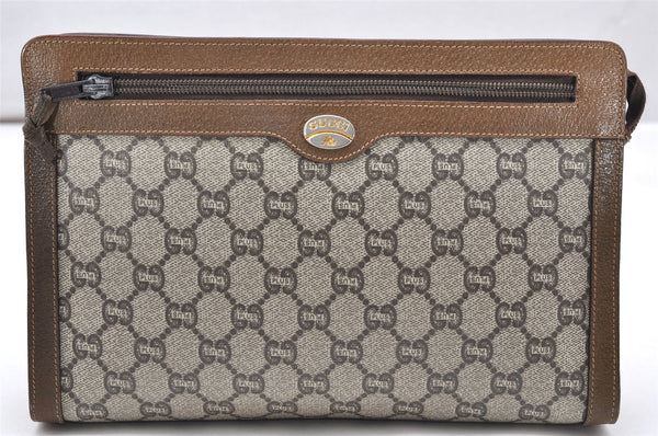 Authentic GUCCI GG Plus Clutch Hand Bag Purse PVC Leather Brown Junk 3624K
