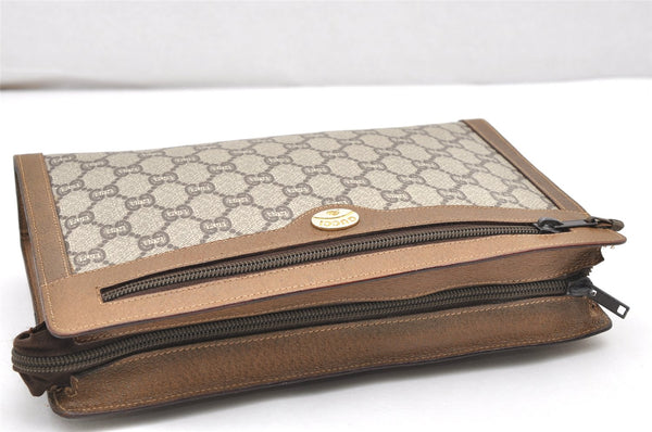 Authentic GUCCI GG Plus Clutch Hand Bag Purse PVC Leather Brown Junk 3624K