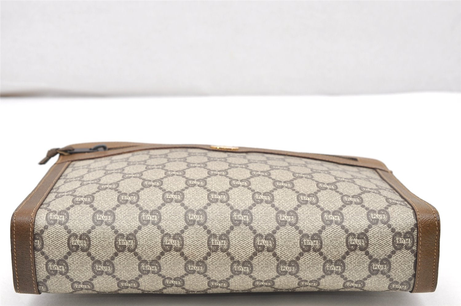 Authentic GUCCI GG Plus Clutch Hand Bag Purse PVC Leather Brown Junk 3624K
