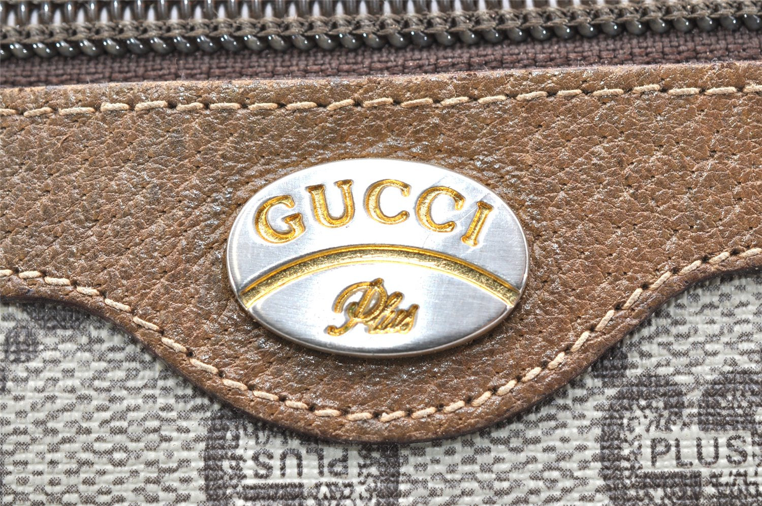 Authentic GUCCI GG Plus Clutch Hand Bag Purse PVC Leather Brown Junk 3624K