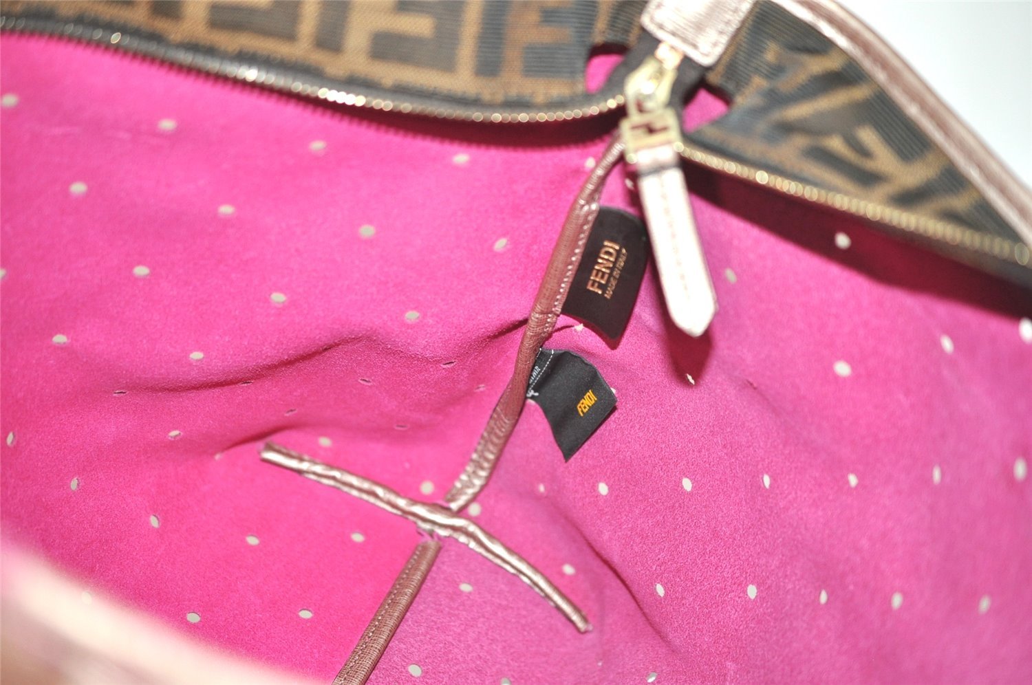 Authentic FENDI Vintage Leather Shoulder Tote Bag Pink 3625I