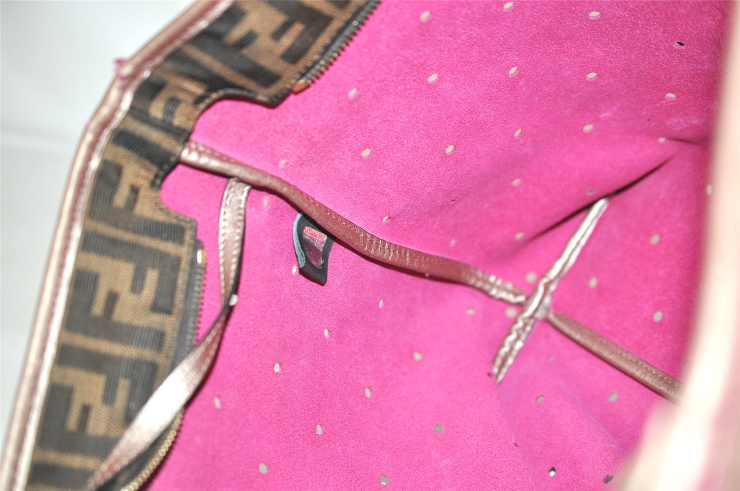 Authentic FENDI Vintage Leather Shoulder Tote Bag Pink 3625I