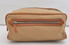 Authentic PRADA Vintage Canvas Leather Clutch Hand Bag Purse Beige 3625J