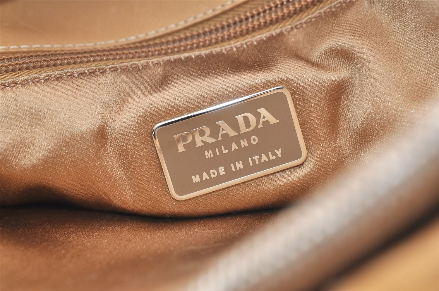 Authentic PRADA Vitello City Leather Nappa Shoulder Hand Bag B8197 Beige 3625K