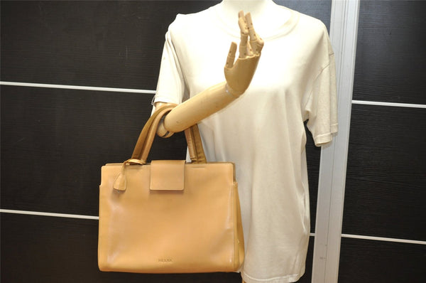 Authentic PRADA Vitello City Leather Nappa Shoulder Hand Bag B8197 Beige 3625K