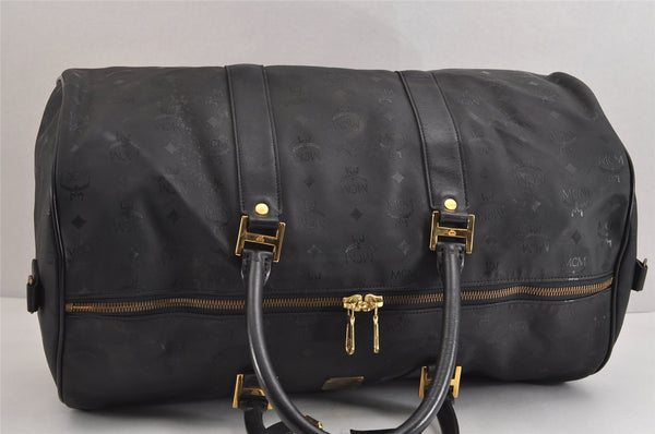 Authentic MCM Vintage PVC Leather 2Way Travel Boston Bag Black 3626J