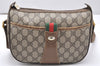 Authentic GUCCI Web Sherry Line Shoulder Bag GG PVC Leather Brown Junk 3626K