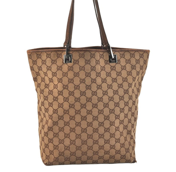 Authentic GUCCI Vintage Shoulder Tote Bag GG Canvas Leather 31243 Brown 3627K