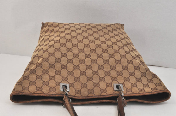 Authentic GUCCI Vintage Shoulder Tote Bag GG Canvas Leather 31243 Brown 3627K