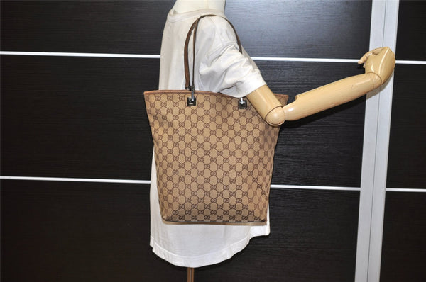 Authentic GUCCI Vintage Shoulder Tote Bag GG Canvas Leather 31243 Brown 3627K