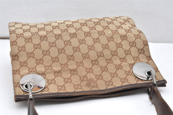 Authentic GUCCI Eclipse Shoulder Cross Bag GG Canvas Leather 120841 Brown 3628K
