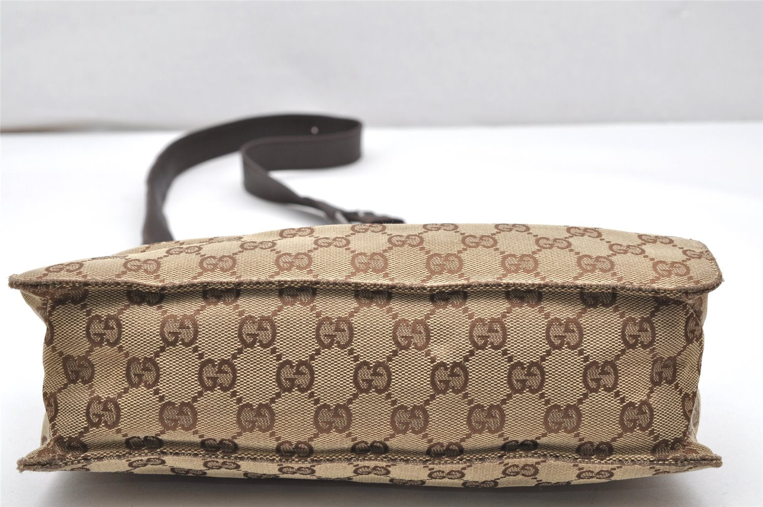 Authentic GUCCI Eclipse Shoulder Cross Bag GG Canvas Leather 120841 Brown 3628K