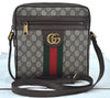 Authentic GUCCI OPHIDIA Shoulder Cross Bag GG PVC Leather 547926 Brown 3629I