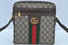 Authentic GUCCI OPHIDIA Shoulder Cross Bag GG PVC Leather 547926 Brown 3629I