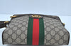Authentic GUCCI OPHIDIA Shoulder Cross Bag GG PVC Leather 547926 Brown 3629I