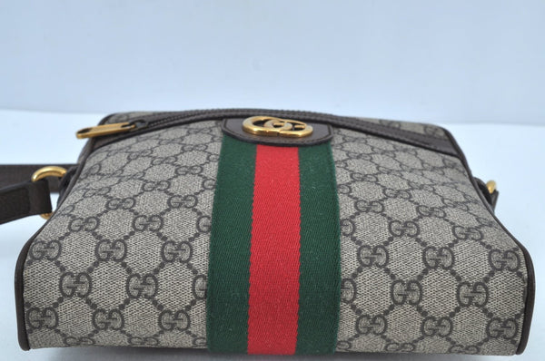 Authentic GUCCI OPHIDIA Shoulder Cross Bag GG PVC Leather 547926 Brown 3629I