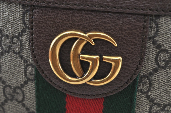 Authentic GUCCI OPHIDIA Shoulder Cross Bag GG PVC Leather 547926 Brown 3629I