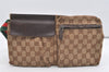 Authentic GUCCI Sherry Line Waist Body Bag GG Canvas Leather 28566 Brown 3629J