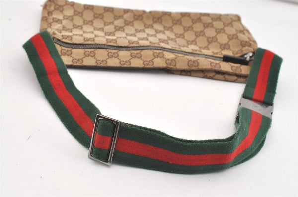 Authentic GUCCI Sherry Line Waist Body Bag GG Canvas Leather 28566 Brown 3629J