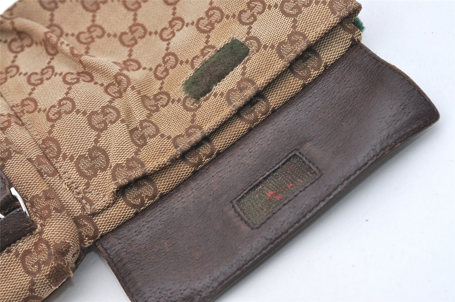 Authentic GUCCI Sherry Line Waist Body Bag GG Canvas Leather 28566 Brown 3629J