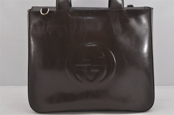 Authentic GUCCI Vintage 2Way Shoulder Hand Bag Purse Leather Brown Junk 3629K