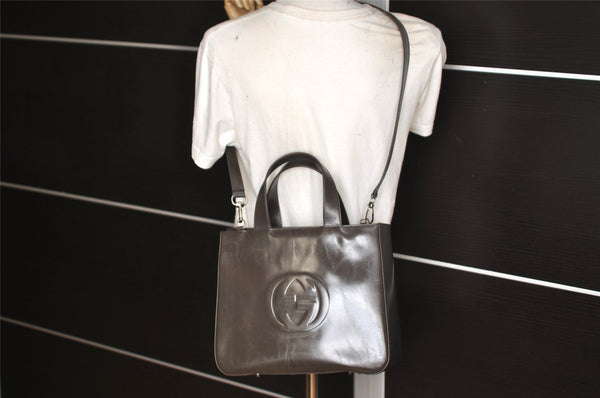 Authentic GUCCI Vintage 2Way Shoulder Hand Bag Purse Leather Brown Junk 3629K